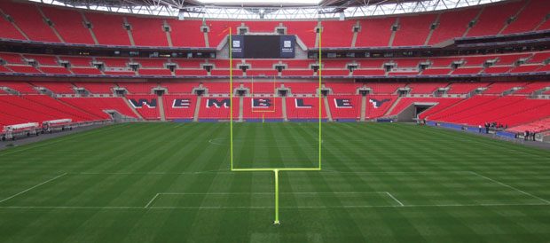 Harrod UK's International NFL American football posts at Wembley Stadium.