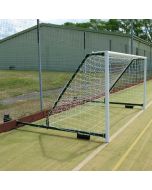Pair of 3.66m x 1.83m Fence Folding Goals, 2.3m to 3.5m projection