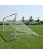 Pair of 4.88m x 2.13m 9 v 9 Quick Release Ali Socketed Goals c/w Nets