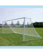 Pair of 4.88m x 2.13m 9 v 9 Elliptical Ali. Socketed Goals c/w Nets