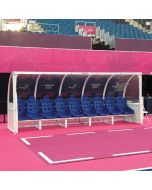 6m Superior Team Shelter (Floor Fixed) c/w 10 Blue Seats