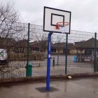 Socketed Mini Steel Basketball Goals with Wooden Regulation Backboards