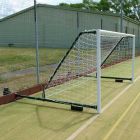 Pair of 3.66m x 1.83m Fence Folding Goals, 2.3m to 3.5m projection
