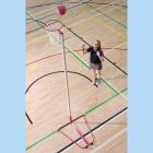 Pair of Regulation Freestanding Pink/White Netball Posts