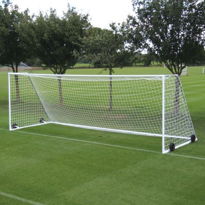 7.3m x 2.4m Heavyweight Steel Football Goals Pack (Pair/Wheels/Nets)