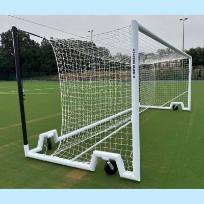 Pair of 6.44m x 2.13m Junior 4G Euro Swivel Portagoals c/w Nets