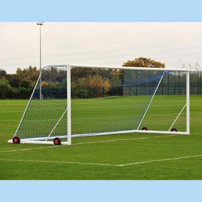 Pair of 7.3m x 2.4m Aluminium Freestanding Football Goals & Nets