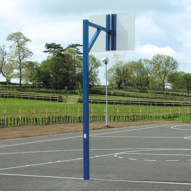 Heavy Duty Socketed Basketball Goals (Pair/Wooden Regulation Backboards)