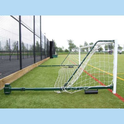 Pair of 3.66m x 1.22m Fence Folding Goals, 2.3m to 3.5m projection