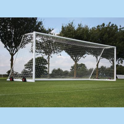 7.3m x 2.4m Senior 4G Aluminium Football Portagoals Pack c/w Wheels and Nets