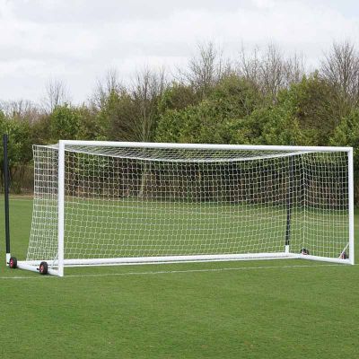 7.3m x 2.4m Senior 4G Euro Aluminium Football Goals Pack c/w Wheels and Nets