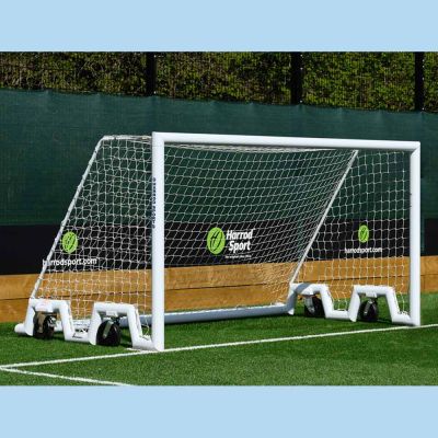 Pair of 3.66m x 1.83m 7v7/5v5 4G Swivel Aluminium Portagoals c/w Nets