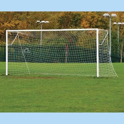 Pair of 4.88m x 2.13m x 60mm dia. 9 v 9 Steel Socketed Goals c/w Nets