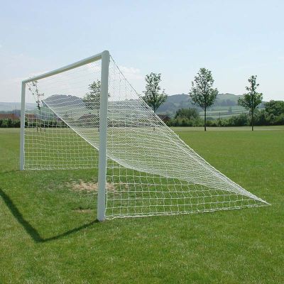 Pair of 4.88m x 2.13m 9 v 9 Quick Release Ali Socketed Goals c/w Nets
