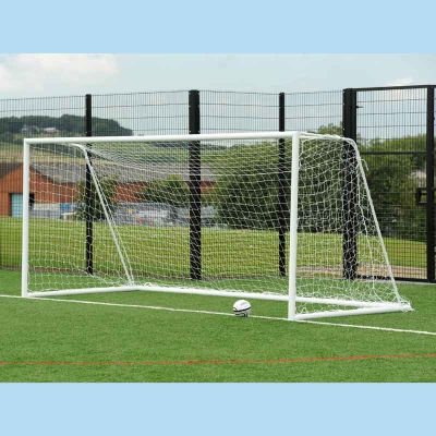 Pr 4.88m x 2.13m x 80mm dia. 9 v 9 Ali F/standing Fixed Goals c/w Nets