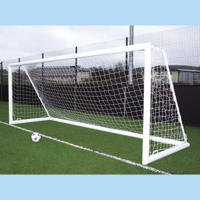 Pair of 4.88m x 2.13m 9 v 9 Elliptical Ali Freestanding Goals c/w Nets
