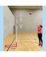 Pair of Telescopic Freestanding Pink/White Netball Posts